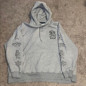 Ralph Lauren Gray Hoodie with Pullover Style and Printed Graphics